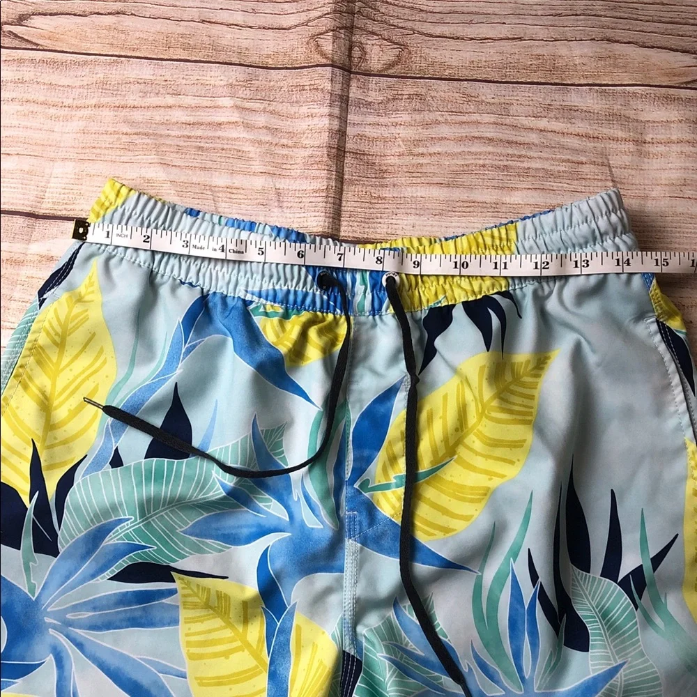 Hurley Blue Yellow Tropical Print‎ Swim Board Shorts